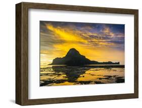 Dramatic Sunset Light over the Bay of El Nido, Bacuit Archipelago, Palawan, Philippines-Michael Runkel-Framed Photographic Print