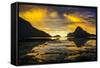 Dramatic Sunset Light over the Bay of El Nido, Bacuit Archipelago, Palawan, Philippines-Michael Runkel-Framed Stretched Canvas