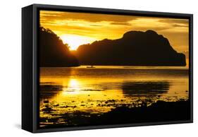 Dramatic Sunset Light over the Bay of El Nido, Bacuit Archipelago, Palawan, Philippines-Michael Runkel-Framed Stretched Canvas