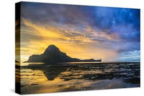 Dramatic Sunset Light over the Bay of El Nido, Bacuit Archipelago, Palawan, Philippines-Michael Runkel-Stretched Canvas