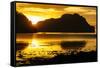 Dramatic Sunset Light over the Bay of El Nido, Bacuit Archipelago, Palawan, Philippines-Michael Runkel-Framed Stretched Canvas