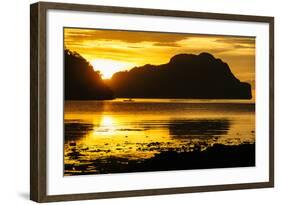 Dramatic Sunset Light over the Bay of El Nido, Bacuit Archipelago, Palawan, Philippines-Michael Runkel-Framed Photographic Print