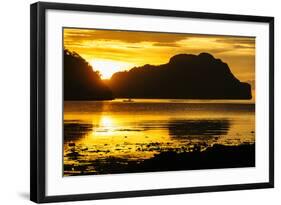 Dramatic Sunset Light over the Bay of El Nido, Bacuit Archipelago, Palawan, Philippines-Michael Runkel-Framed Photographic Print