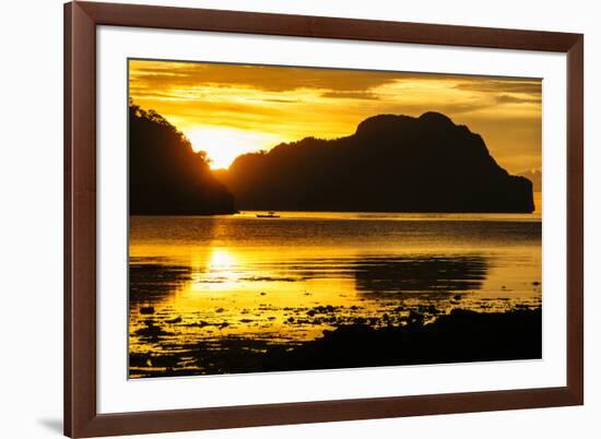 Dramatic Sunset Light over the Bay of El Nido, Bacuit Archipelago, Palawan, Philippines-Michael Runkel-Framed Photographic Print