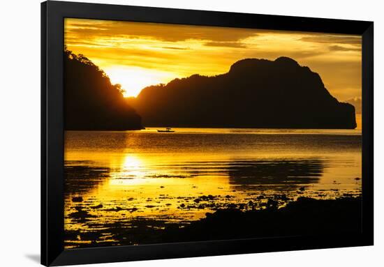 Dramatic Sunset Light over the Bay of El Nido, Bacuit Archipelago, Palawan, Philippines-Michael Runkel-Framed Photographic Print