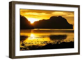 Dramatic Sunset Light over the Bay of El Nido, Bacuit Archipelago, Palawan, Philippines-Michael Runkel-Framed Photographic Print