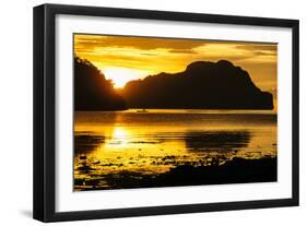 Dramatic Sunset Light over the Bay of El Nido, Bacuit Archipelago, Palawan, Philippines-Michael Runkel-Framed Photographic Print