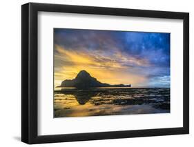 Dramatic Sunset Light over the Bay of El Nido, Bacuit Archipelago, Palawan, Philippines-Michael Runkel-Framed Photographic Print