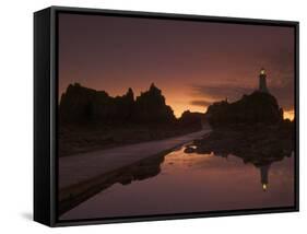 Dramatic Sunset, Low Tide, Corbiere Lighthouse, St. Ouens, Jersey, Channel Islands, United Kingdom-Neale Clarke-Framed Stretched Canvas