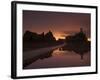 Dramatic Sunset, Low Tide, Corbiere Lighthouse, St. Ouens, Jersey, Channel Islands, United Kingdom-Neale Clarke-Framed Photographic Print