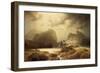 Dramatic Waterfall Landscape with Figures and Building Remain-Marcus Larson-Framed Giclee Print