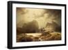 Dramatic Waterfall Landscape with Figures and Building Remain-Marcus Larson-Framed Giclee Print