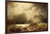 Dramatic Waterfall Landscape with Figures and Building Remain-Marcus Larson-Framed Giclee Print