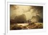 Dramatic Waterfall Landscape with Figures and Building Remain-Marcus Larson-Framed Giclee Print