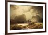 Dramatic Waterfall Landscape with Figures and Building Remain-Marcus Larson-Framed Giclee Print