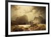 Dramatic Waterfall Landscape with Figures and Building Remain-Marcus Larson-Framed Giclee Print