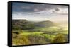 Dramatic weather and skies over The Vale of York from Sutton Bank, The North Yorkshire Moors-John Potter-Framed Stretched Canvas