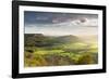 Dramatic weather and skies over The Vale of York from Sutton Bank, The North Yorkshire Moors-John Potter-Framed Photographic Print