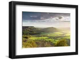 Dramatic weather and skies over The Vale of York from Sutton Bank, The North Yorkshire Moors-John Potter-Framed Photographic Print
