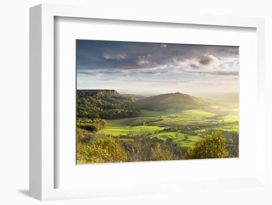 Dramatic weather and skies over The Vale of York from Sutton Bank, The North Yorkshire Moors-John Potter-Framed Photographic Print