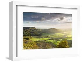 Dramatic weather and skies over The Vale of York from Sutton Bank, The North Yorkshire Moors-John Potter-Framed Photographic Print