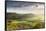 Dramatic weather and skies over The Vale of York from Sutton Bank, The North Yorkshire Moors-John Potter-Framed Stretched Canvas