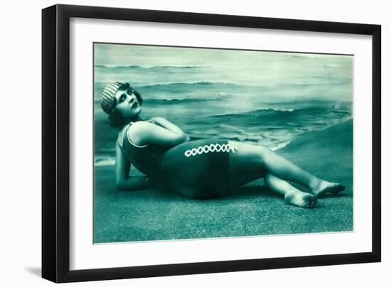 Dramatic Woman on Beach-null-Framed Art Print