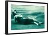 Dramatic Woman on Beach-null-Framed Art Print