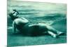 Dramatic Woman on Beach-null-Mounted Art Print