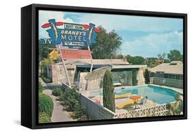 Draney's Motel and Pool-null-Framed Stretched Canvas