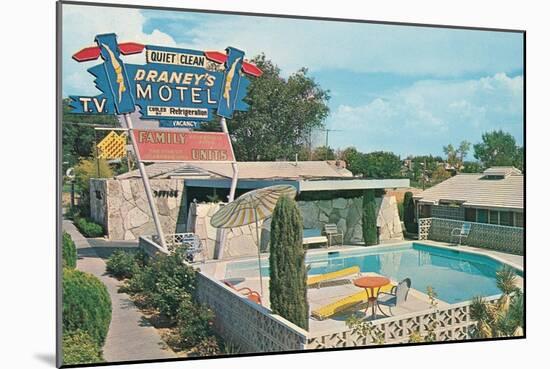 Draney's Motel and Pool-null-Mounted Art Print