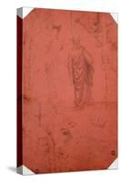 Draped Male Figure, Profiles, Gears for Flying Machine-Leonardo da Vinci-Stretched Canvas