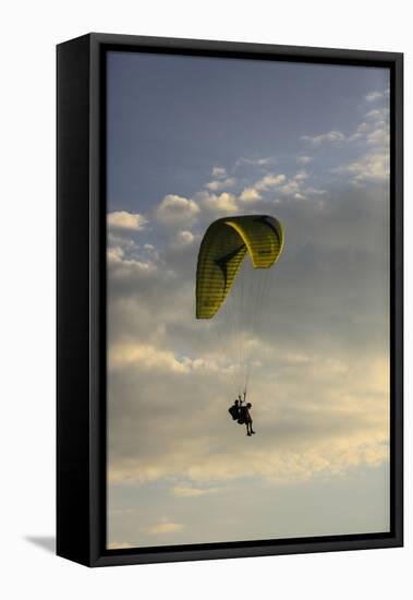 Draper, Utah. Tandem double para-glider jumpers-Jolly Sienda-Framed Stretched Canvas