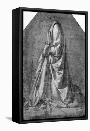 Drapery Study for a Kneeling Figure Seen in Three-quarter Profile to the Left, c.1475-Leonardo da Vinci-Framed Stretched Canvas