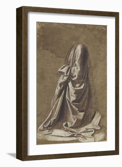 Drapery Study for a kneeling figure-Leonardo da Vinci-Framed Giclee Print