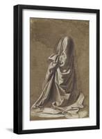 Drapery Study for a kneeling figure-Leonardo da Vinci-Framed Giclee Print