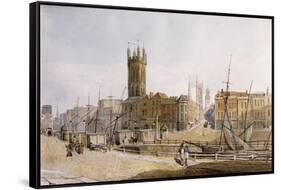 Draw Bridge from St. Augustine's Bank, Bristol-James Johnson-Framed Stretched Canvas