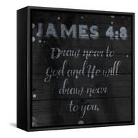 Draw Near-Jace Grey-Framed Stretched Canvas