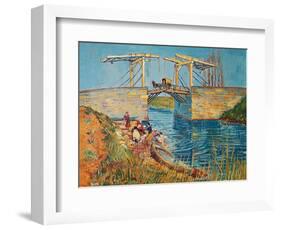 Drawbridge at Arles with a group of washerwomen (pont de Langlois, Arles, France). Oil on canvas.-Vincent van Gogh-Framed Giclee Print