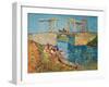 Drawbridge at Arles with a group of washerwomen (pont de Langlois, Arles, France). Oil on canvas.-Vincent van Gogh-Framed Giclee Print