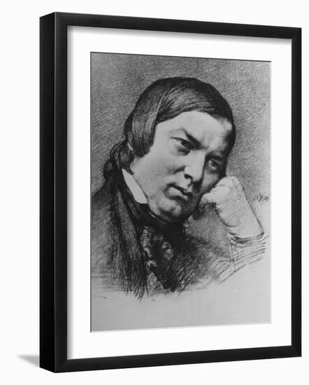 Drawing by Bendemann Dated 1859 of German Composer Robert Schumann-null-Framed Premium Photographic Print