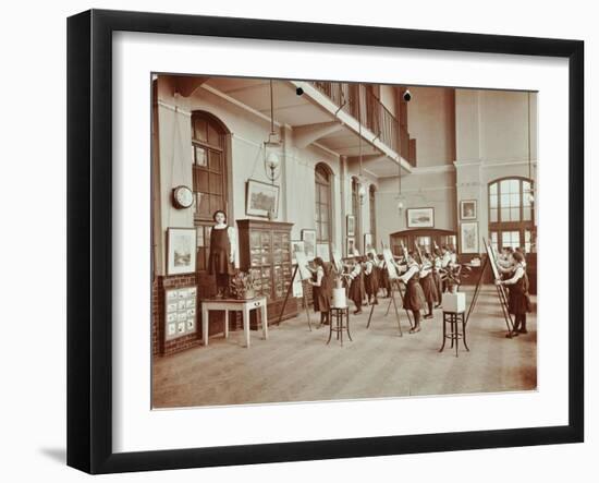 Drawing Class, Myrdle Street Girls School, Stepney, London, 1908-null-Framed Premium Photographic Print