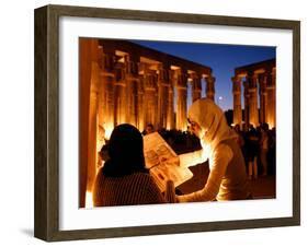 Drawing Classes for Women in the Temple of Thebe Area, Egypt-Michele Molinari-Framed Photographic Print