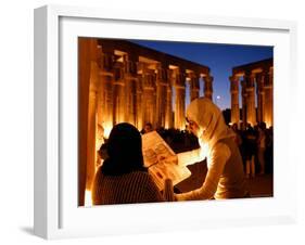 Drawing Classes for Women in the Temple of Thebe Area, Egypt-Michele Molinari-Framed Photographic Print