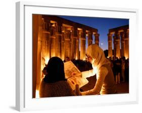 Drawing Classes for Women in the Temple of Thebe Area, Egypt-Michele Molinari-Framed Photographic Print