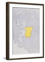 Drawing Depicting a Mute Map of Libya-null-Framed Giclee Print