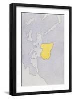 Drawing Depicting a Mute Map of Libya-null-Framed Giclee Print