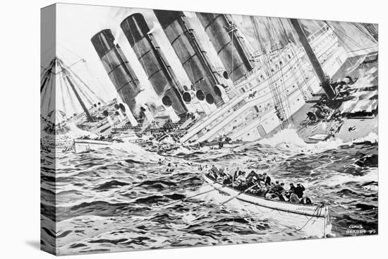 Drawing Depicting Lusitania Sinking-null-Stretched Canvas