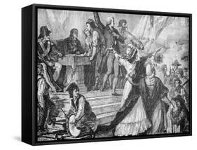 Drawing Depicting Recruiting Station for French Revolutionaries-null-Framed Stretched Canvas
