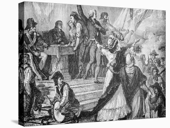 Drawing Depicting Recruiting Station for French Revolutionaries-null-Stretched Canvas